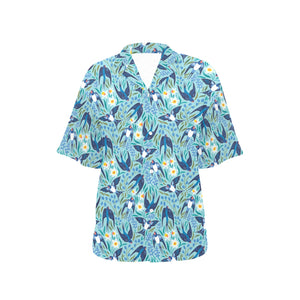 Swallow Pattern Print Design 05 Women's All Over Print Hawaiian Shirt