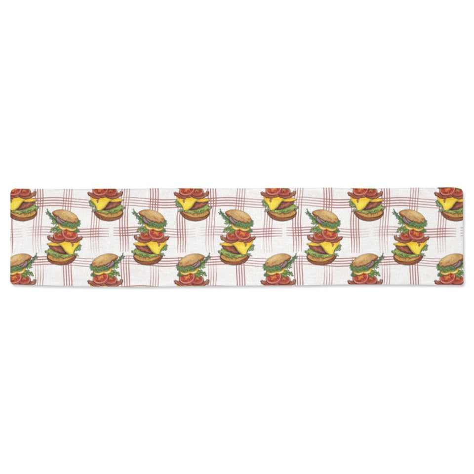 Hamburger Pattern Print Design 03 Table Runner