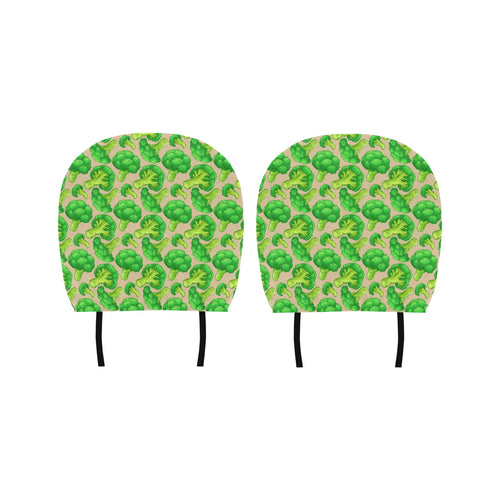 Broccoli Pattern Pink background Car Headrest Cover