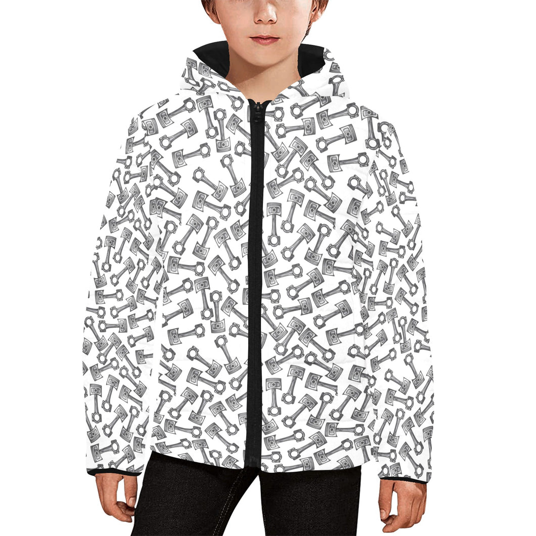 Engine Piston Pattern Print Design 01 Kids' Boys' Girls' Padded Hooded Jacket