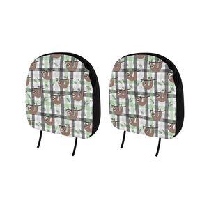 Sloth Pattern Stripe Background Car Headrest Cover