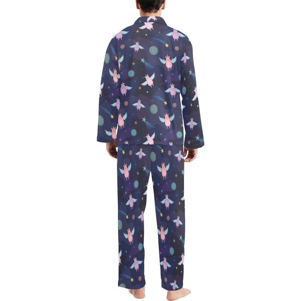 Pig Pattern Print Design 05 Men's Long Pajama Set