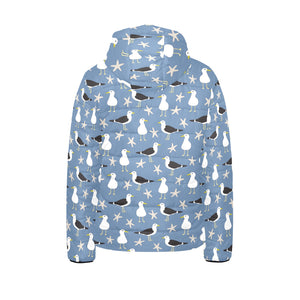 Seagull Pattern Print Design 01 Kids' Boys' Girls' Padded Hooded Jacket