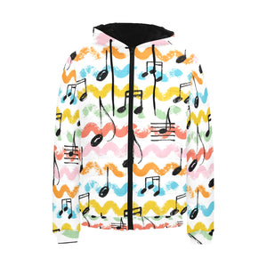 Music Notes Pattern Print Design 01 Men's Padded Hooded Jacket(ModelH42)