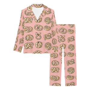 Pretzels Pattern Print Design 04 Women's Long Pajama Set