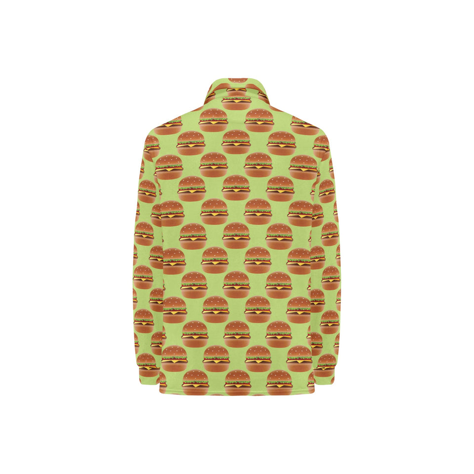 Hamburger Pattern Print Design 02 Women's Long Sleeve Polo Shirt