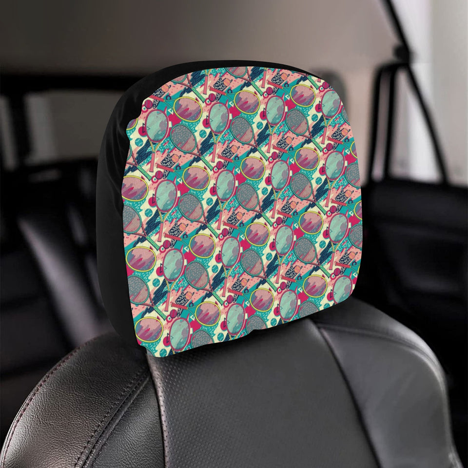 Tennis Pattern Print Design 01 Car Headrest Cover