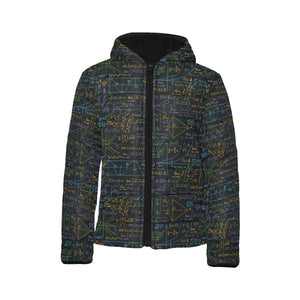 Math Pattern Print Design 01 Kids' Boys' Girls' Padded Hooded Jacket