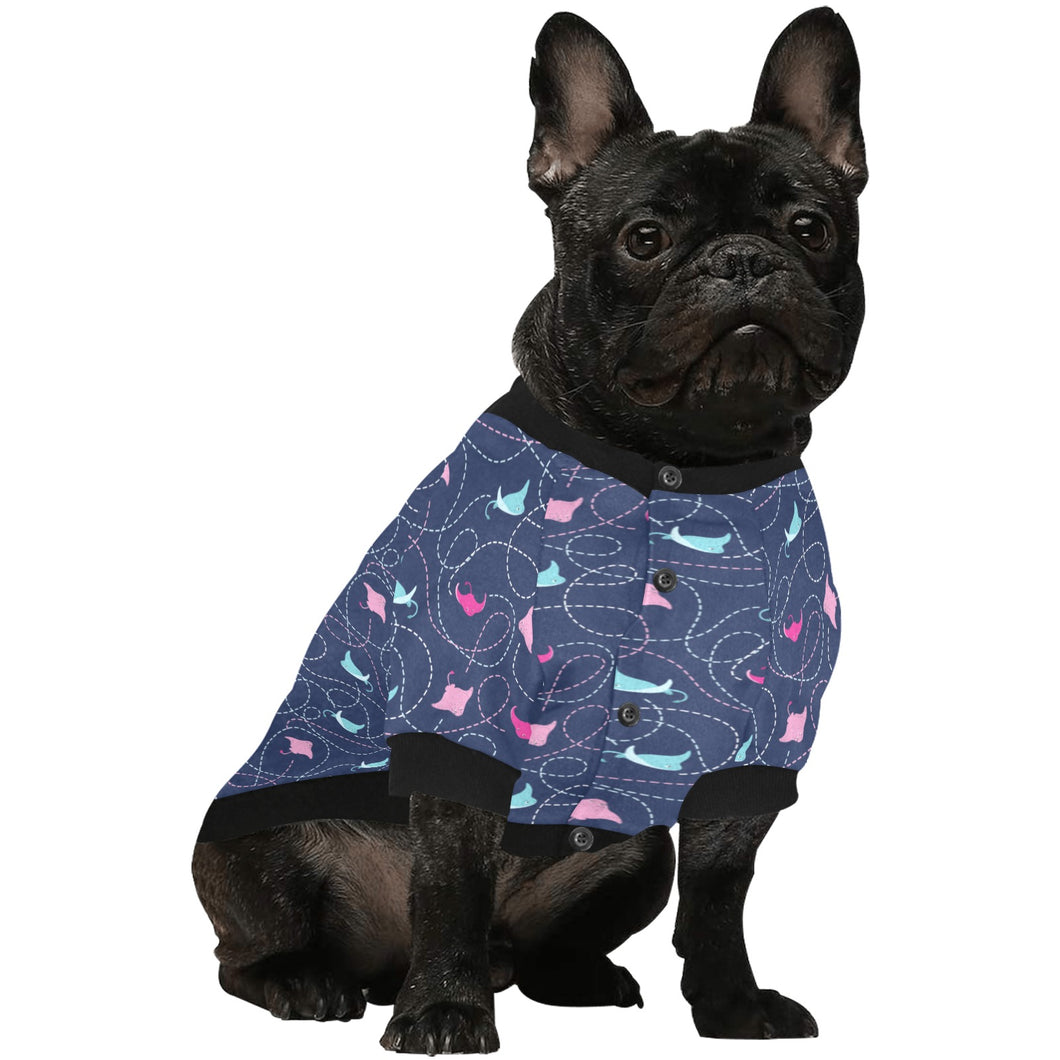 Stingray Pattern Print Design 05 All Over Print Pet Dog Round Neck Fuzzy Shirt