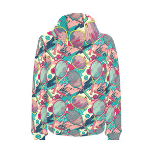 Tennis Pattern Print Design 01 Men's Padded Hooded Jacket(ModelH42)