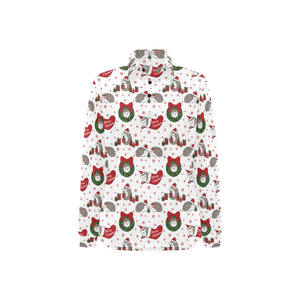 Hedgehog Pattern Print Design 05 Women's Long Sleeve Polo Shirt