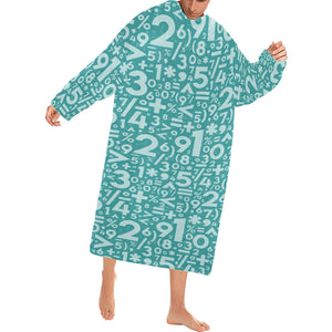 Math Pattern Print Design 05 Blanket Robe with Sleeves