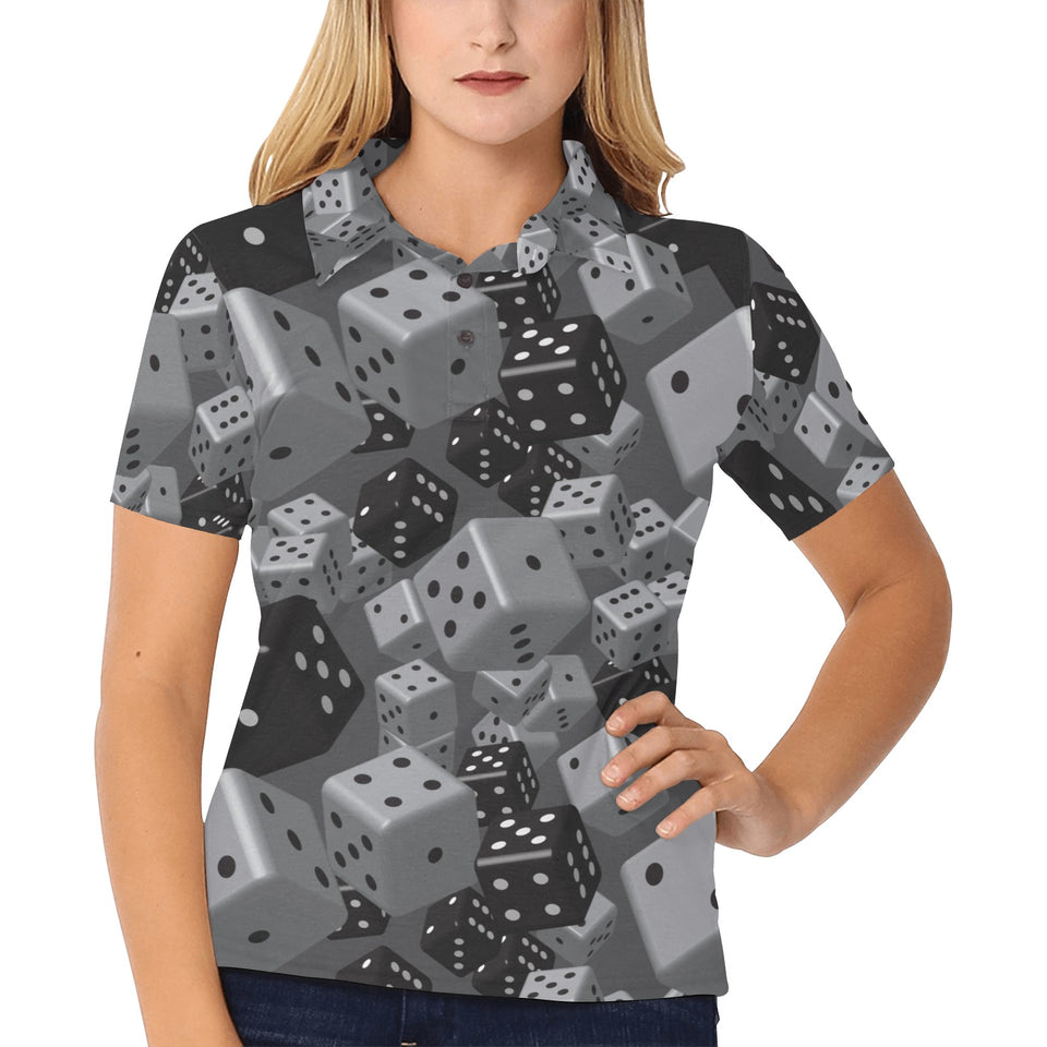 Dice Pattern Print Design 05 Women's All Over Print Polo Shirt