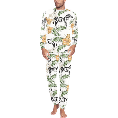 Zebra Hibiscus Pattern Men's All Over Print Pajama