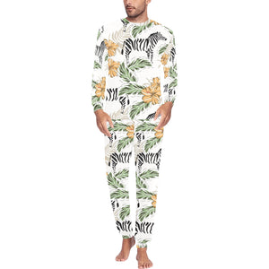 Zebra Hibiscus Pattern Men's All Over Print Pajama