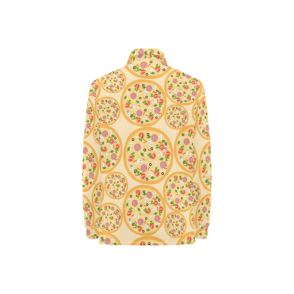 Pizza Theme Pattern Women's Long Sleeve Polo Shirt