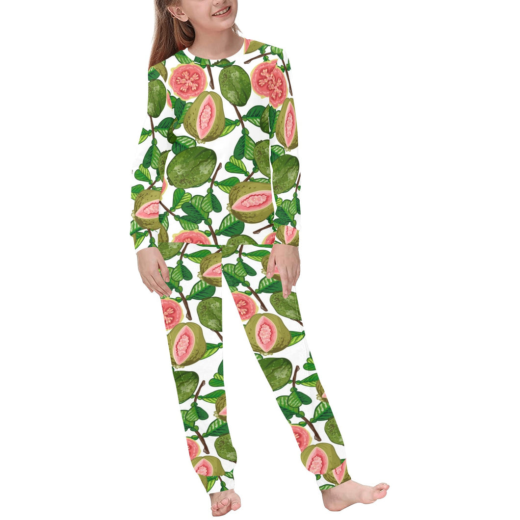 Guava Leaves Pattern Kids' Boys' Girls' All Over Print Pajama Set