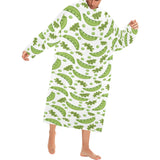 Green Peas Pattern Print Design 02 Blanket Robe with Sleeves