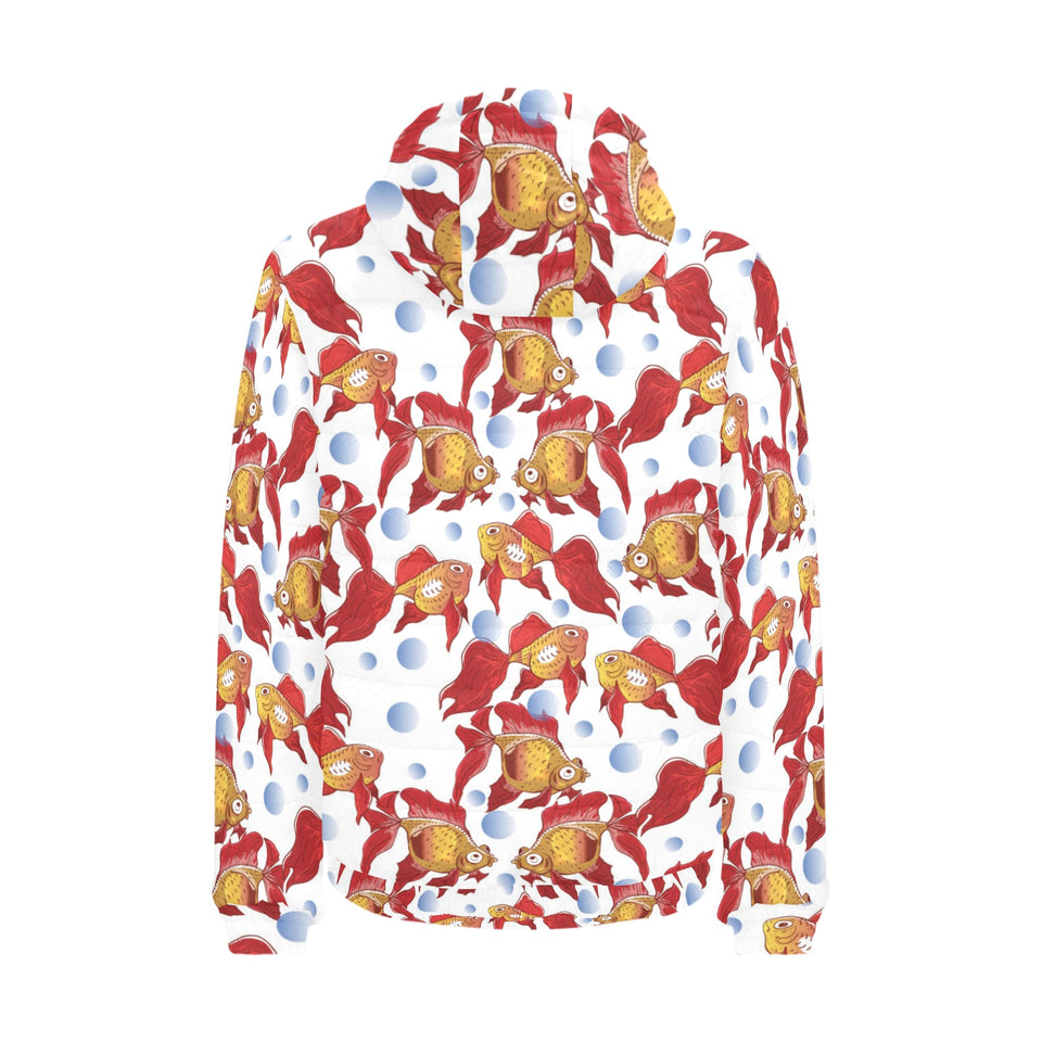 Goldfish Pattern Print Design 02 Men's Padded Hooded Jacket(ModelH42)