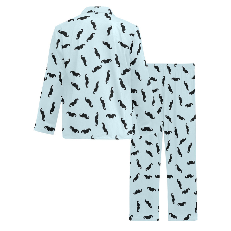 Mustache Beard Pattern Print Design 03 Men's Long Pajama Set