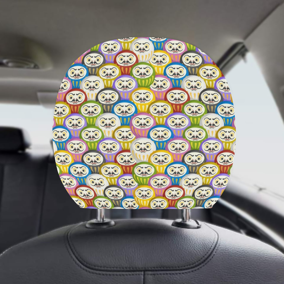 Colorful Daruma Pattern Car Headrest Cover