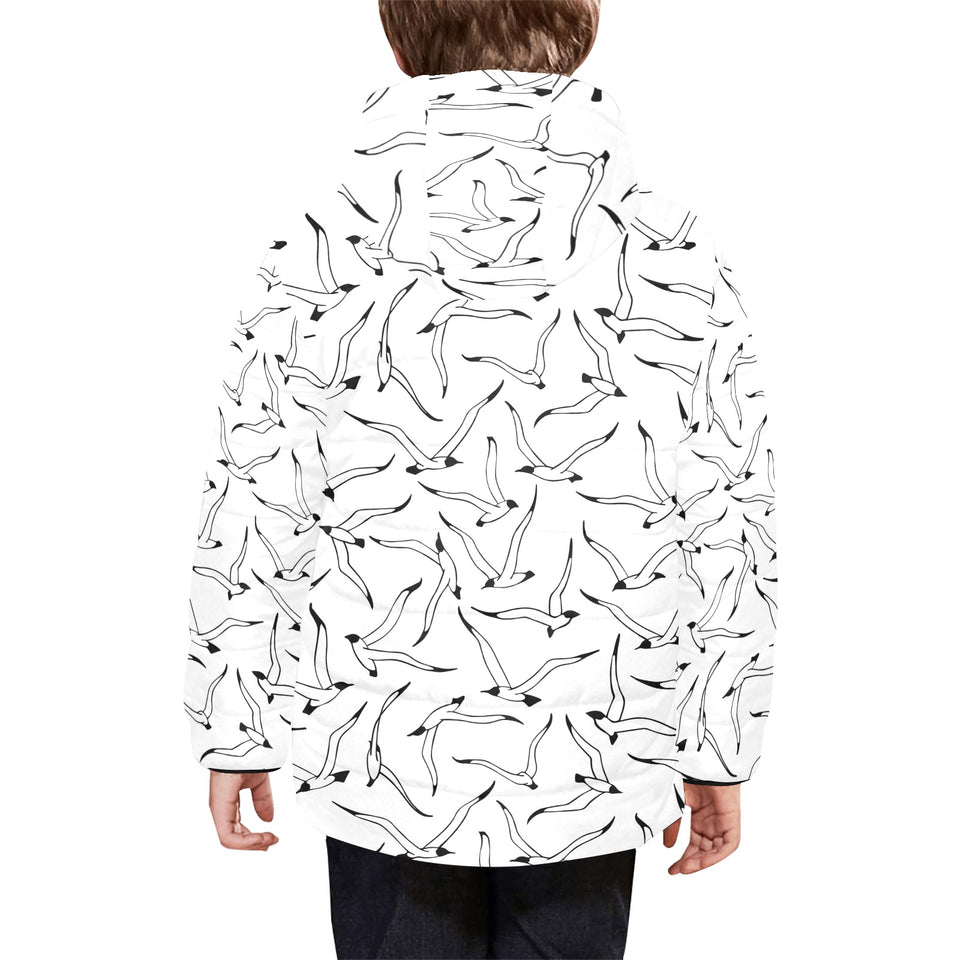 Seagull Pattern Print Design 04 Kids' Boys' Girls' Padded Hooded Jacket