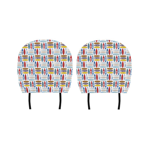 Surfboard Pattern Print Design 02 Car Headrest Cover