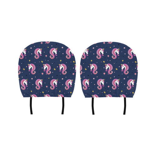 Unicorn Head Pattern Car Headrest Cover