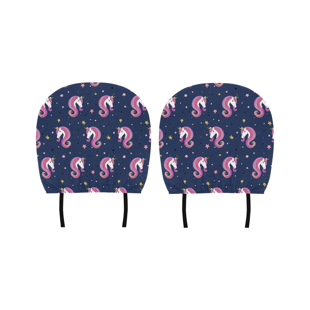 Unicorn Head Pattern Car Headrest Cover