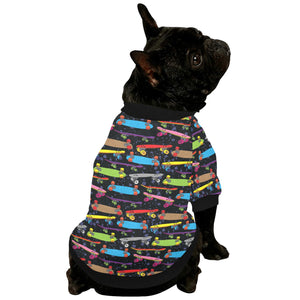 Skate Board Pattern Print Design 03 All Over Print Pet Dog Round Neck Fuzzy Shirt