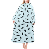 Mustache Beard Pattern Print Design 03 Blanket Robe with Sleeves