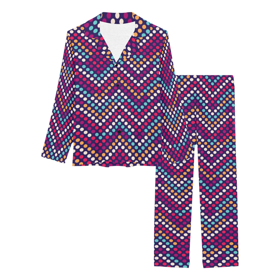 Zigzag Chevron Pokka Dot Aboriginal Pattern Women's Long Pajama Set