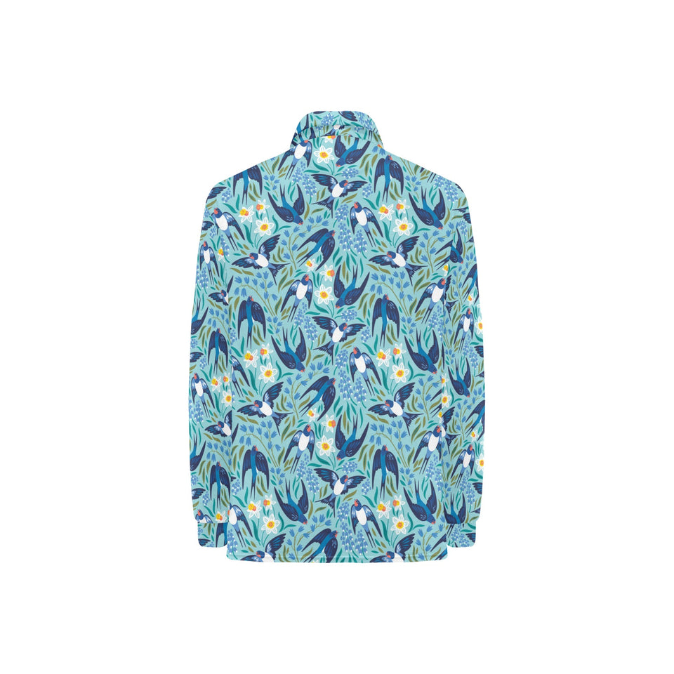 Swallow Pattern Print Design 05 Women's Long Sleeve Polo Shirt