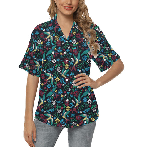 Swallow Pattern Print Design 04 Women's All Over Print Hawaiian Shirt