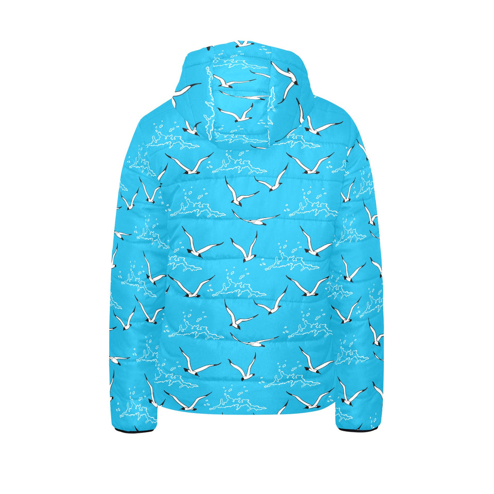 Seagull Pattern Print Design 05 Kids' Boys' Girls' Padded Hooded Jacket