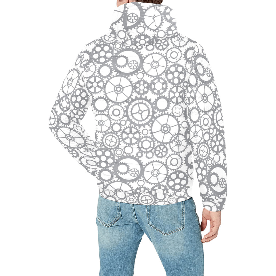 Gear Pattern Print Design 05 Men's Padded Hooded Jacket(ModelH42)