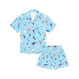 Surfboard Pattern Print Design 05 Kids' Boys' Girls' V-Neck Short Pajama Set