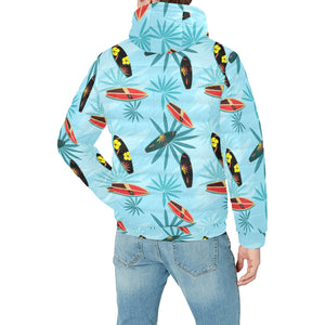 Surfboard Pattern Print Design 03 Men's Padded Hooded Jacket(ModelH42)