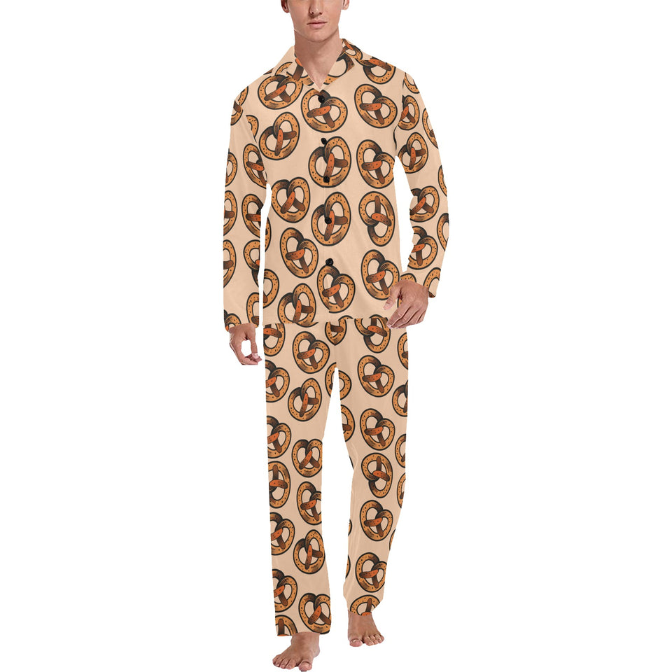 Pretzels Pattern Print Design 02 Men's Long Pajama Set