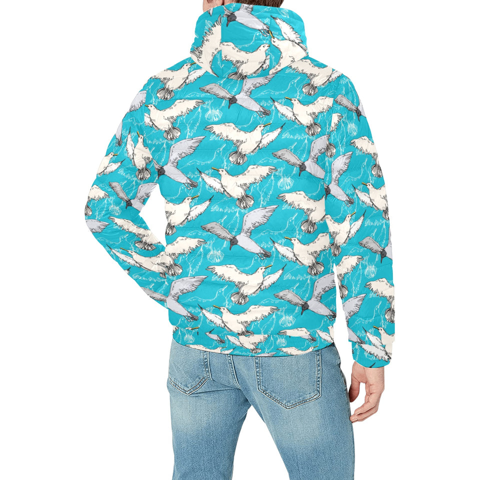 Seagull Pattern Print Design 03 Men's Padded Hooded Jacket(ModelH42)