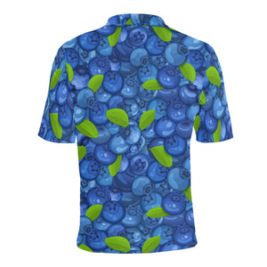 Blueberry Pattern Background Men's All Over Print Polo Shirt