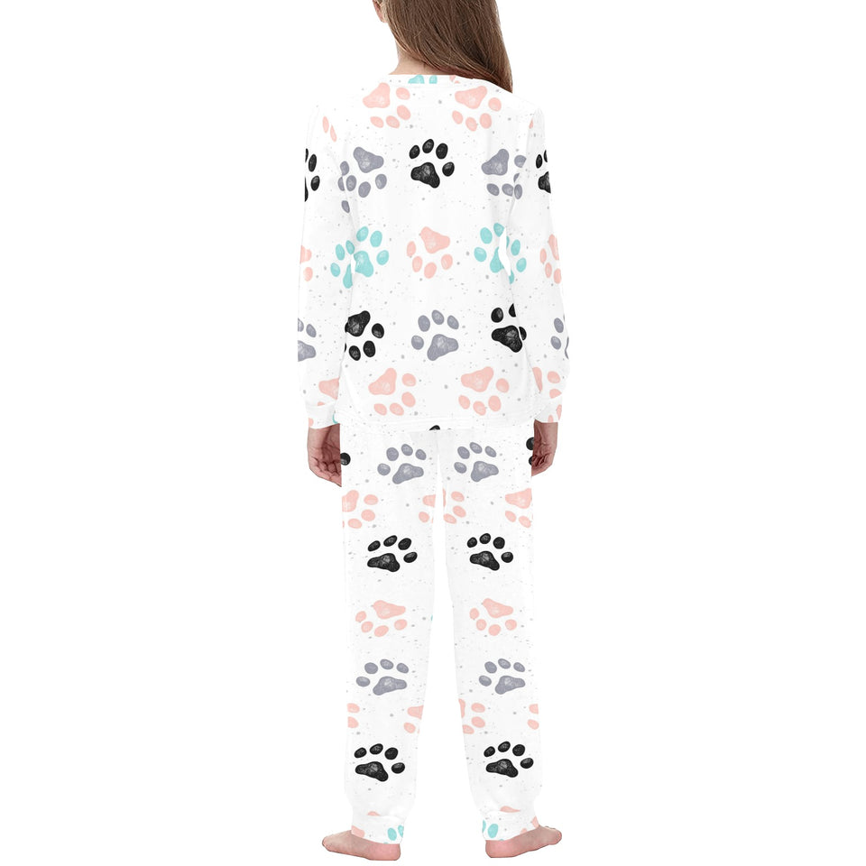 Dog Paws Pattern Print Design 02 Kids' Boys' Girls' All Over Print Pajama Set