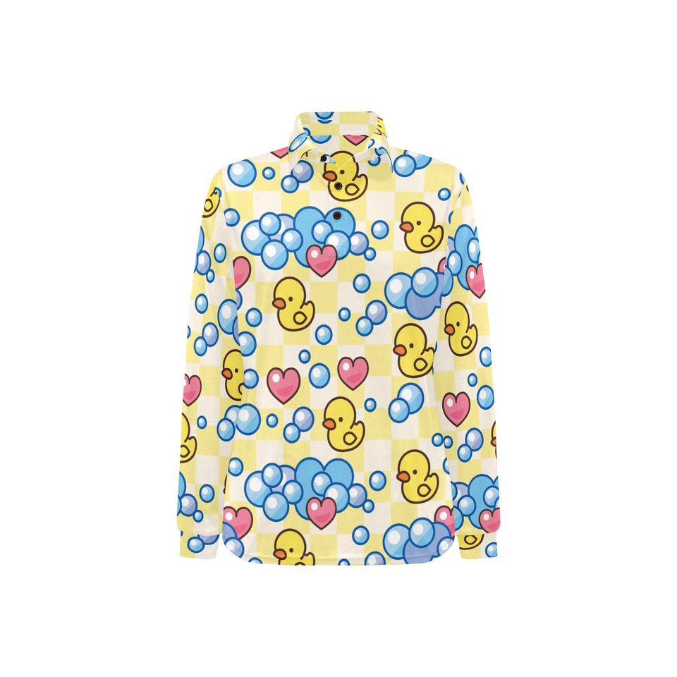 Duck Pattern Print Design 01 Women's Long Sleeve Polo Shirt