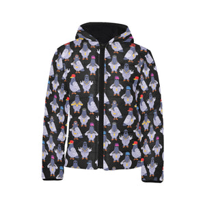 Pigeon Pattern Print Design 04 Kids' Boys' Girls' Padded Hooded Jacket