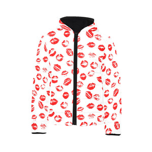 Lips Pattern Print Design 01 Kids' Boys' Girls' Padded Hooded Jacket