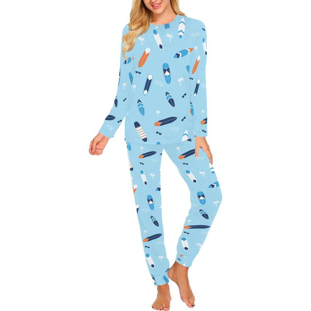 Surfboard Pattern Print Design 05 Women's All Over Print Pajama Set