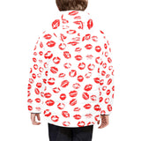 Lips Pattern Print Design 01 Kids' Boys' Girls' Padded Hooded Jacket