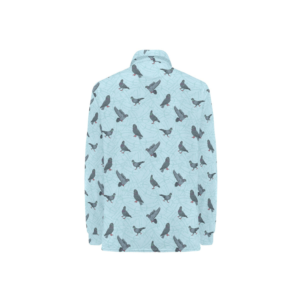 Pigeon Pattern Print Design 02 Women's Long Sleeve Polo Shirt