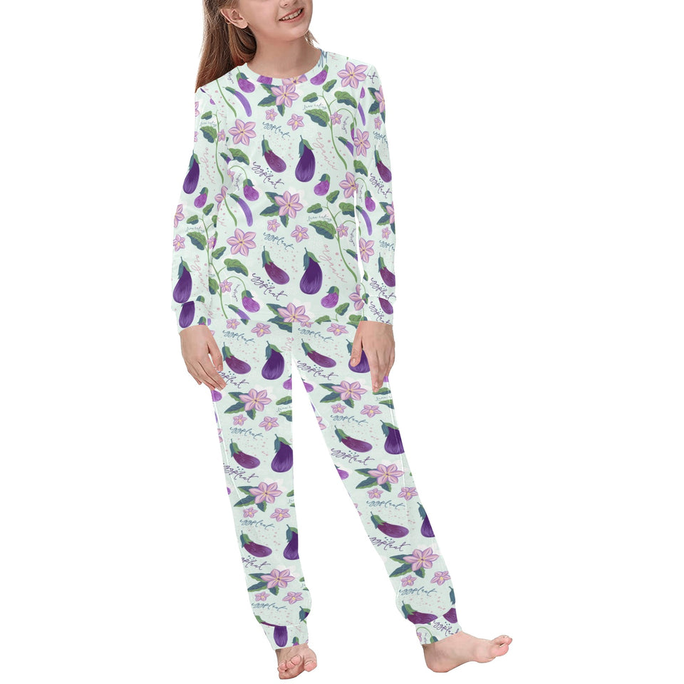 Eggplant Pattern Print Design 03 Kids' Boys' Girls' All Over Print Pajama Set