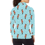 Otter Heart Pattern Women's Long Sleeve Polo Shirt